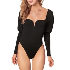 BB Dakota x Steve Madden Romance Language Black Long Sleeve Bodysuit Size Large